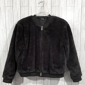 Girls Black Faux Fur Jacket